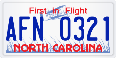 NC license plate AFN0321