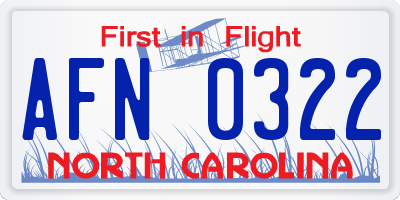 NC license plate AFN0322