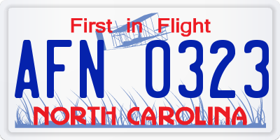 NC license plate AFN0323