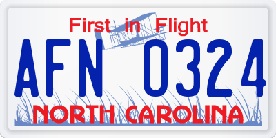 NC license plate AFN0324