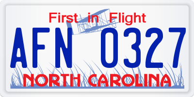 NC license plate AFN0327