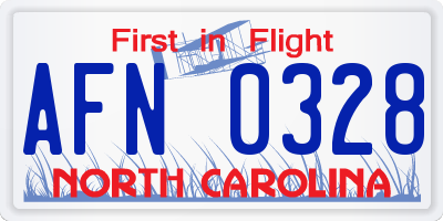 NC license plate AFN0328