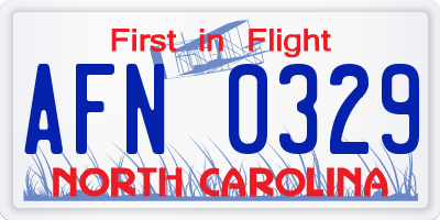NC license plate AFN0329