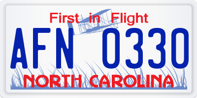 NC license plate AFN0330
