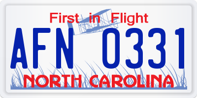NC license plate AFN0331