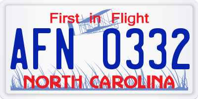 NC license plate AFN0332