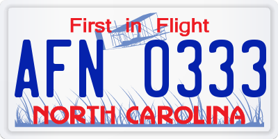 NC license plate AFN0333