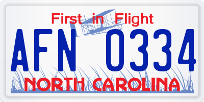 NC license plate AFN0334