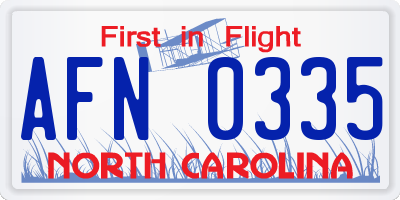 NC license plate AFN0335