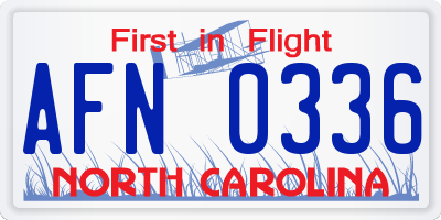 NC license plate AFN0336