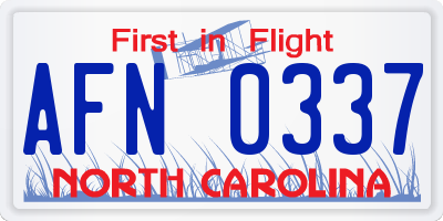 NC license plate AFN0337