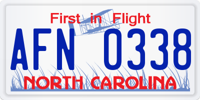 NC license plate AFN0338