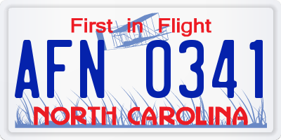 NC license plate AFN0341
