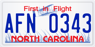 NC license plate AFN0343