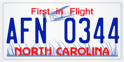 NC license plate AFN0344