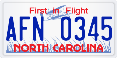 NC license plate AFN0345