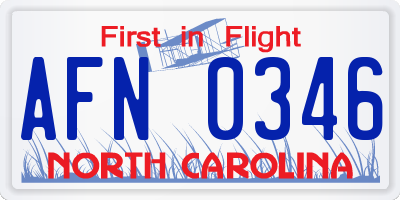 NC license plate AFN0346