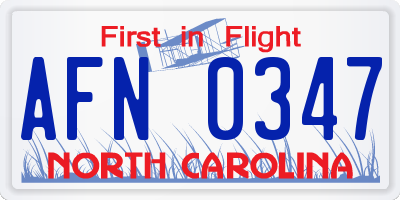 NC license plate AFN0347
