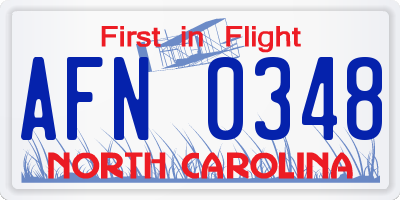 NC license plate AFN0348