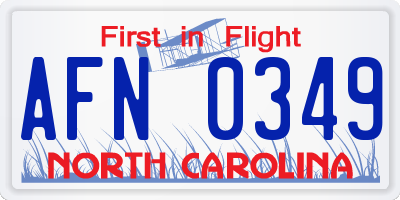 NC license plate AFN0349