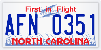 NC license plate AFN0351