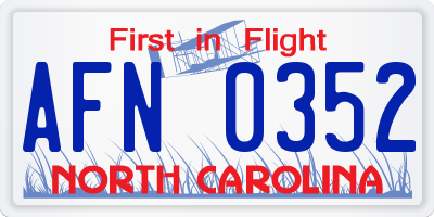 NC license plate AFN0352