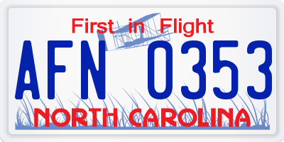 NC license plate AFN0353