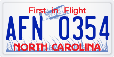 NC license plate AFN0354