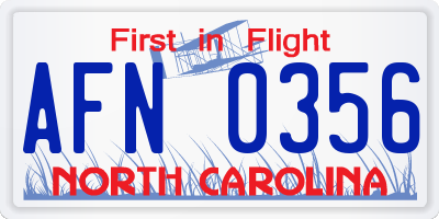 NC license plate AFN0356