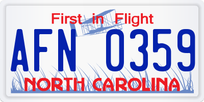 NC license plate AFN0359