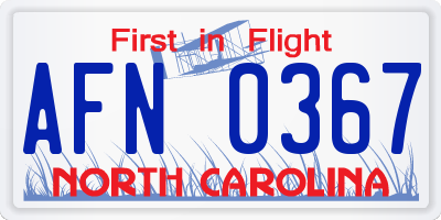 NC license plate AFN0367