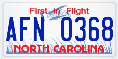 NC license plate AFN0368