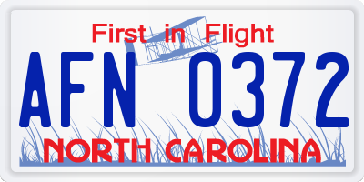 NC license plate AFN0372
