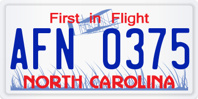 NC license plate AFN0375