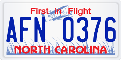 NC license plate AFN0376