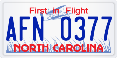NC license plate AFN0377