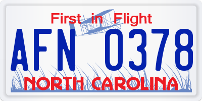 NC license plate AFN0378