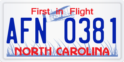 NC license plate AFN0381
