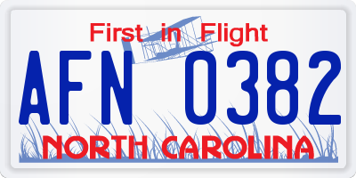 NC license plate AFN0382