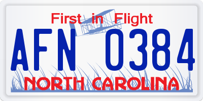 NC license plate AFN0384
