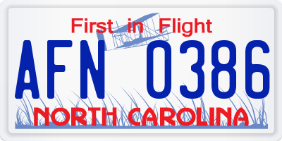 NC license plate AFN0386