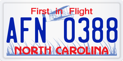 NC license plate AFN0388