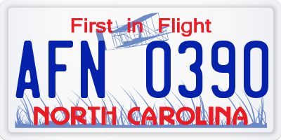 NC license plate AFN0390