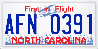 NC license plate AFN0391