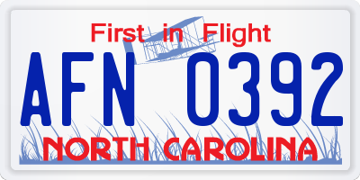 NC license plate AFN0392