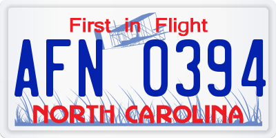 NC license plate AFN0394