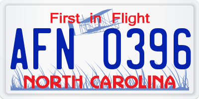NC license plate AFN0396