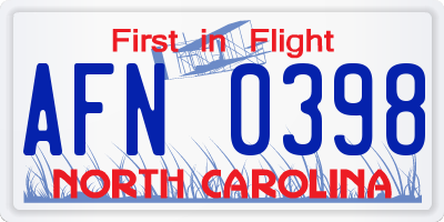 NC license plate AFN0398