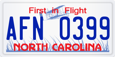 NC license plate AFN0399