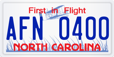 NC license plate AFN0400